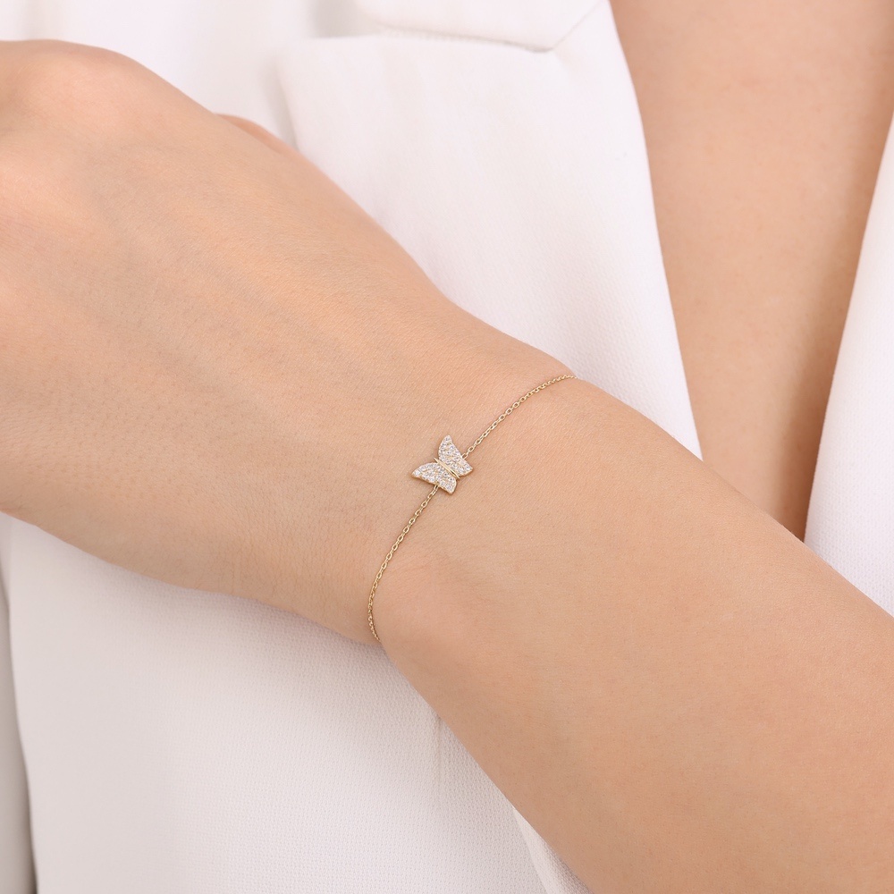 Altın Taşlı Kelebek Bileklik