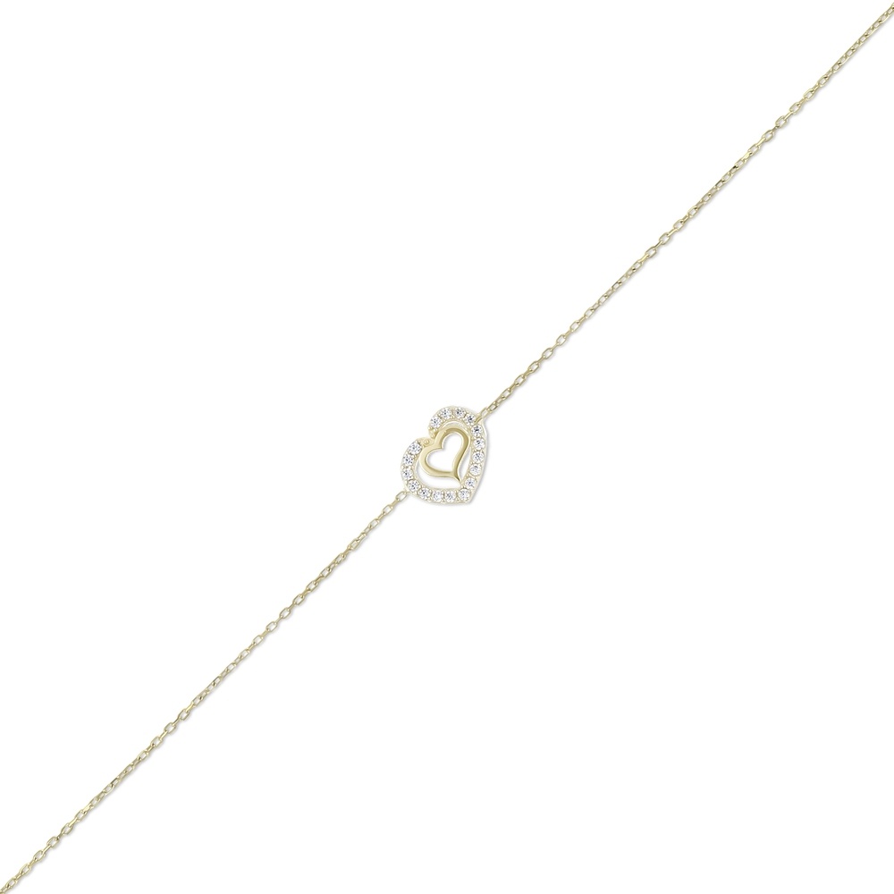 Altın Taşlı Kalp Bileklik