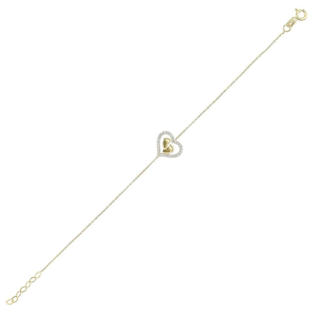 Altın Kalpli Ayak İzi Bileklik