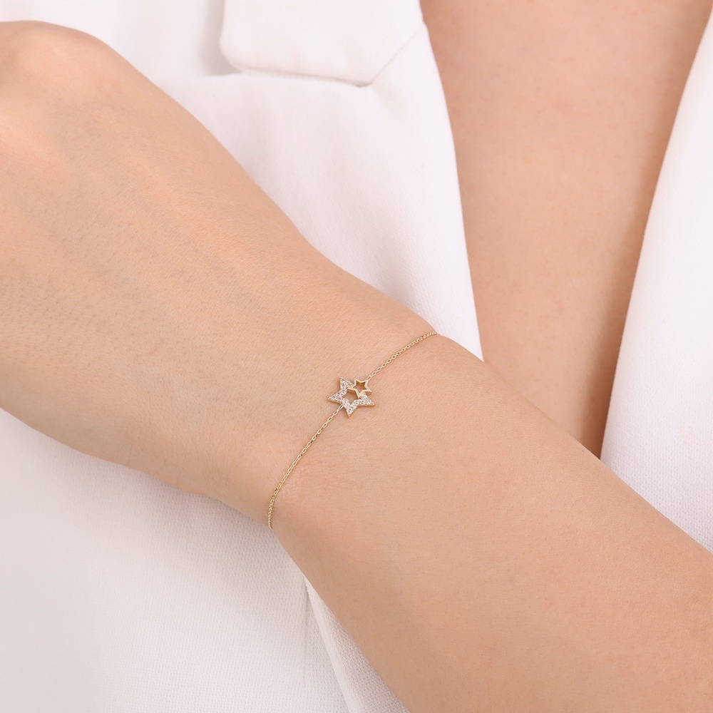 Altın Taşlı Yıldız Bileklik