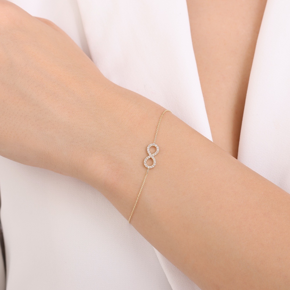 Altın Taşlı Sonsuzluk Bileklik