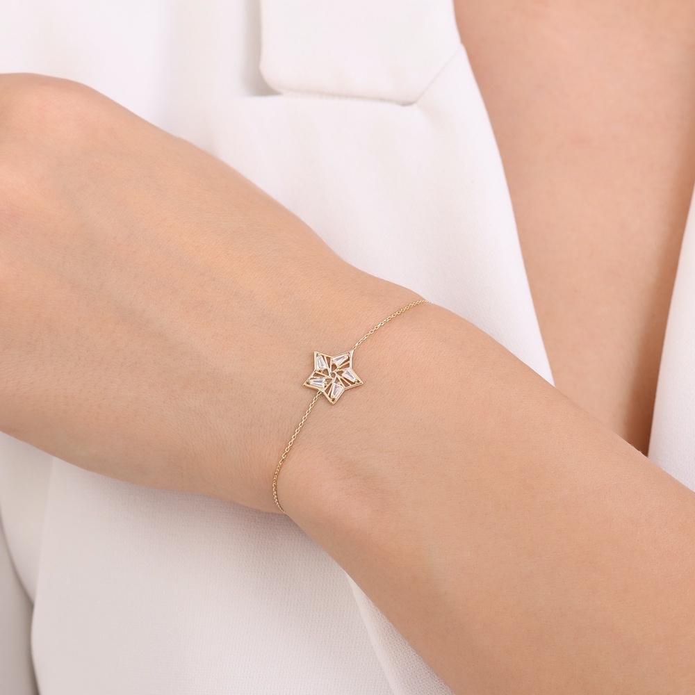 Altın Taşlı Yıldız Bileklik