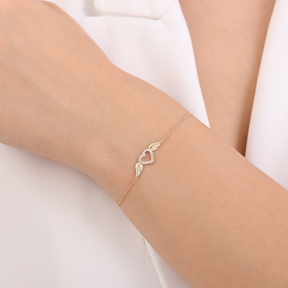 Altın Taşlı Kalp Bileklik