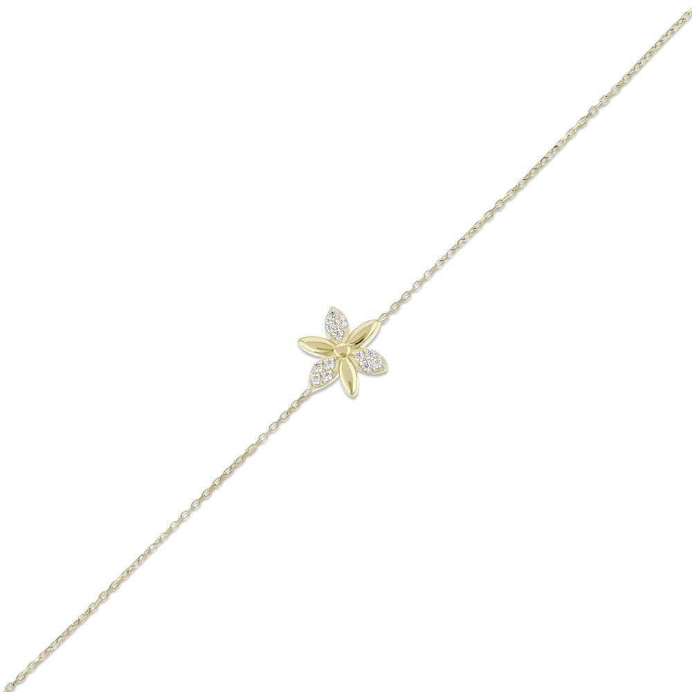 Altın Taşlı Çiçek Bileklik