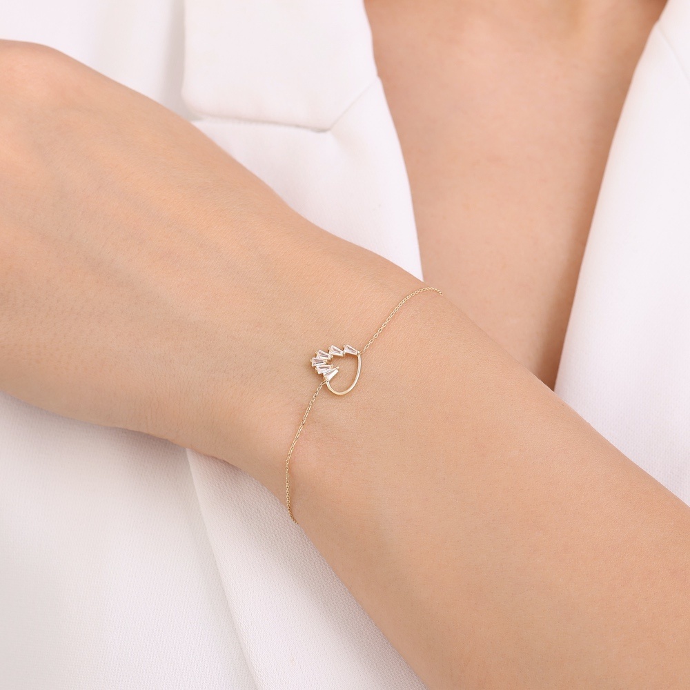 Altın Taşlı Kalp Bileklik