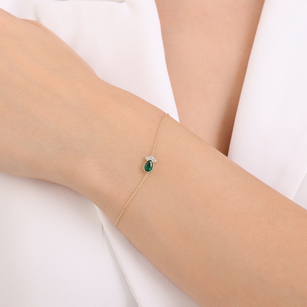 Yeşil Taşlı Altın Bileklik