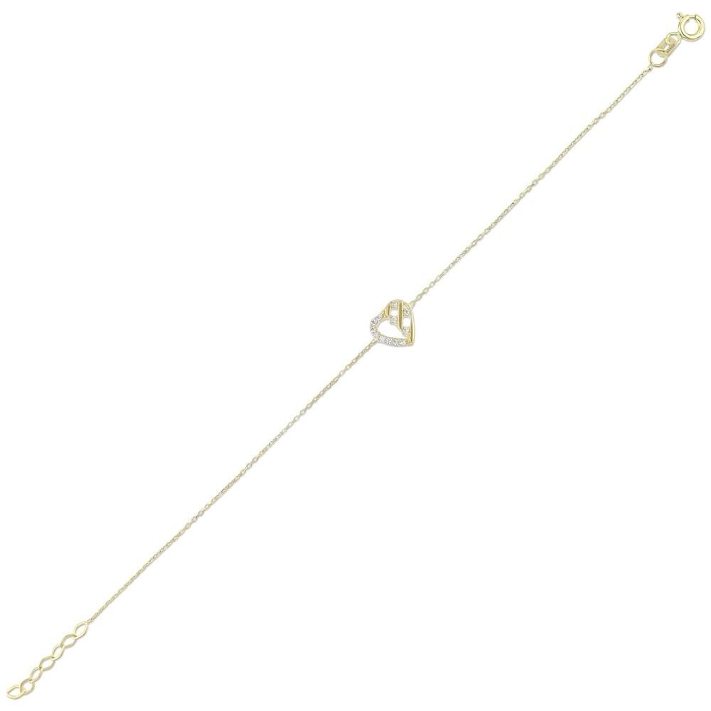 Altın Taşlı Kalp Bileklik