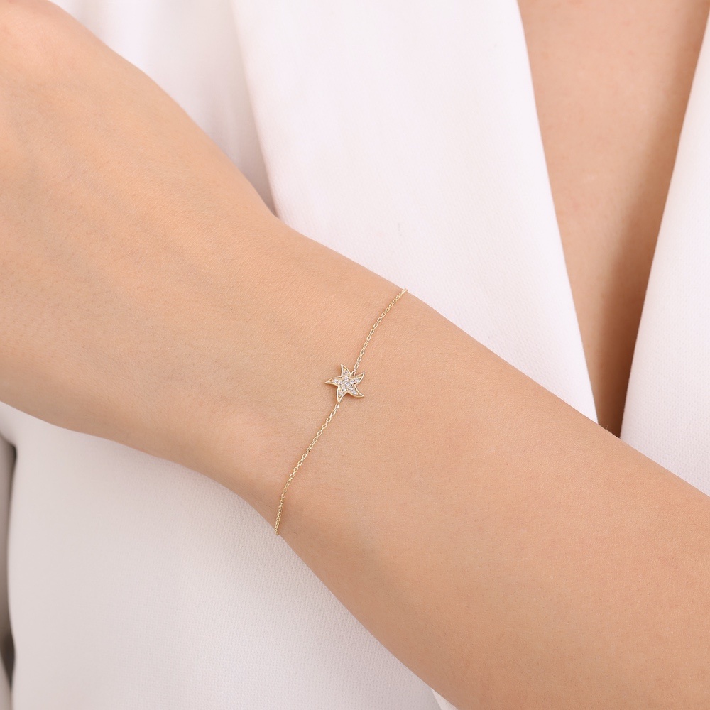 Altın Taşlı Yıldız Bileklik