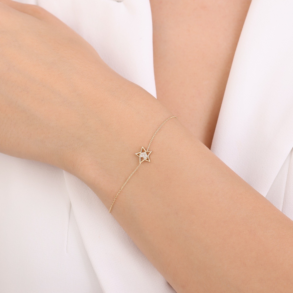 Altın Taşlı Yıldız Bileklik