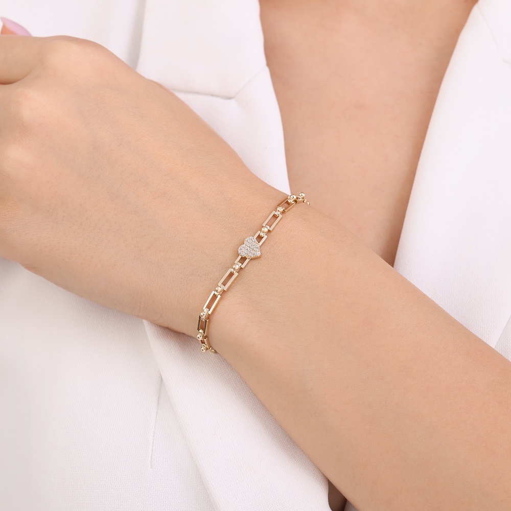 Altın Kalp Zincir Bileklik