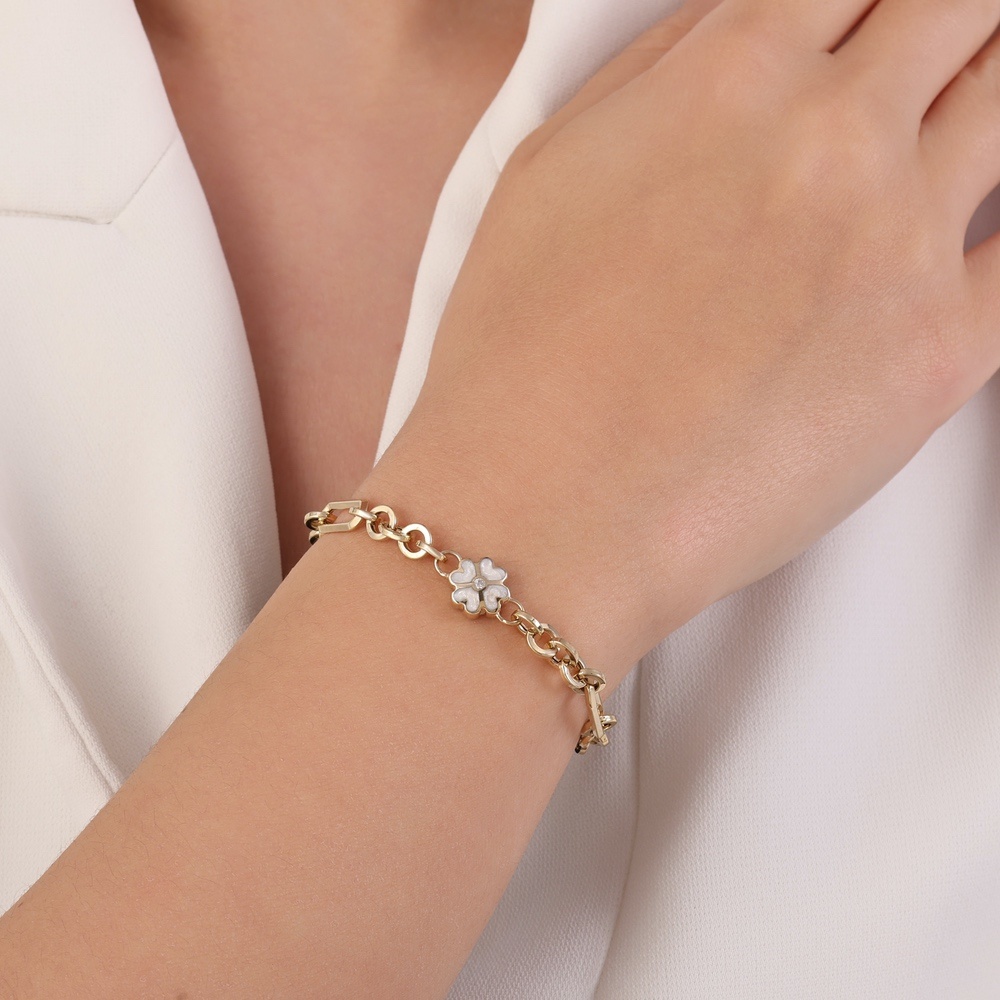 Altın Zincir Çiçek Bileklik