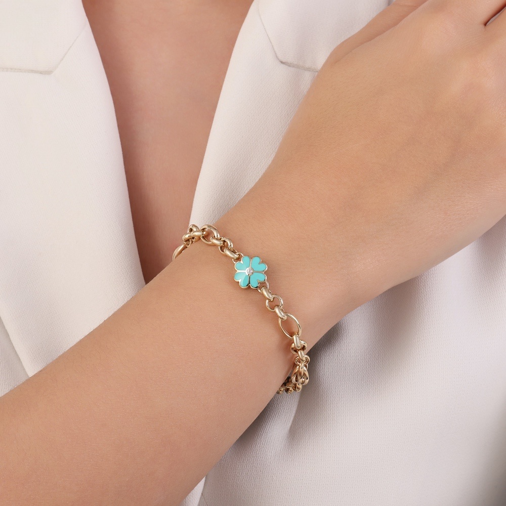 Altın Zincir Çiçek Bileklik