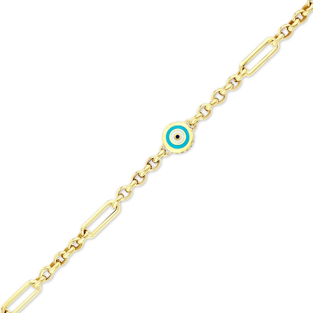 Altın Nazar Boncuklu Zincir Bileklik