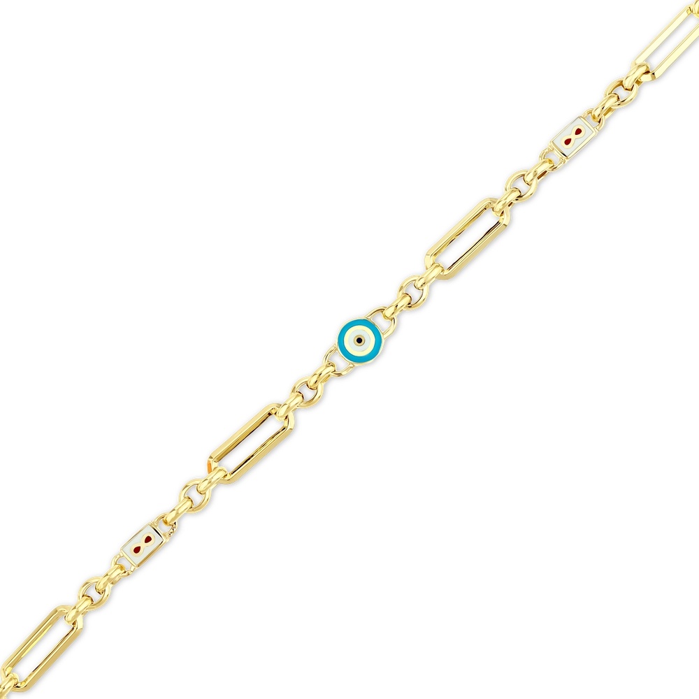 Altın Nazar Boncuklu Zincir Bileklik