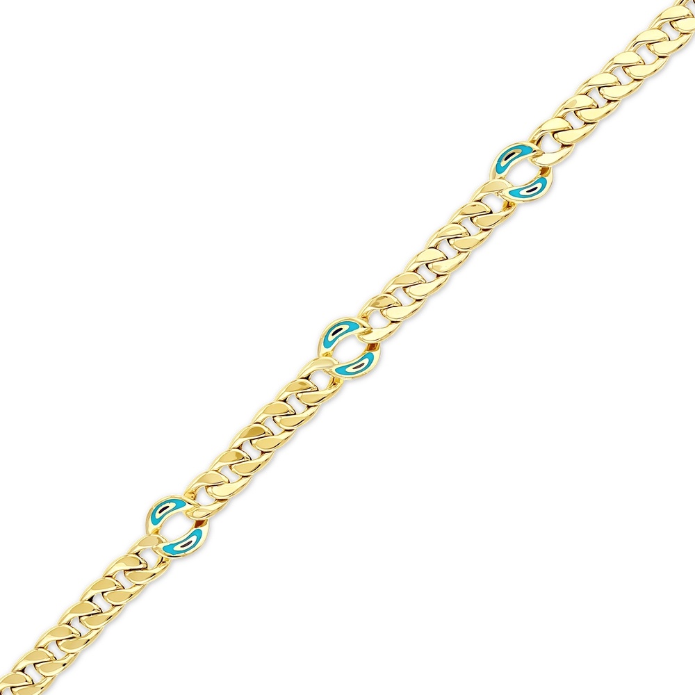 Altın Nazar Boncuklu Zincir Bileklik