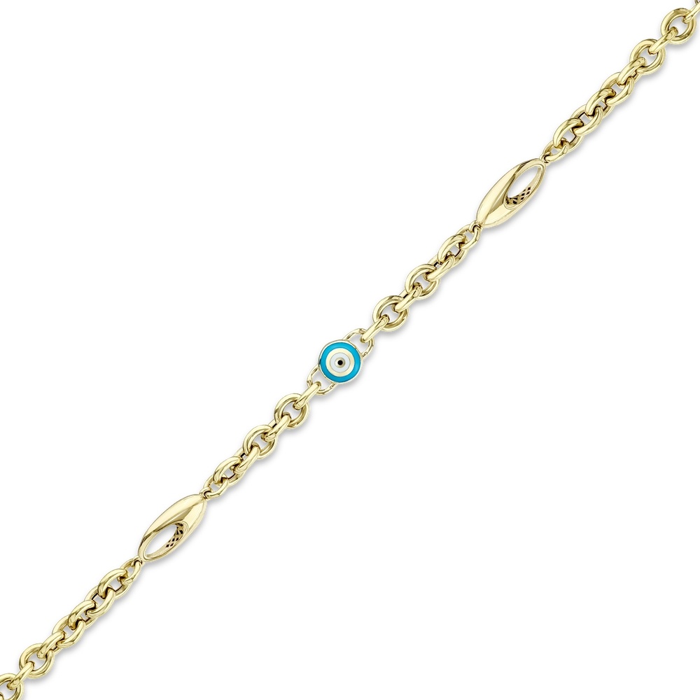 Altın Nazar Boncuklu Zincir Bileklik