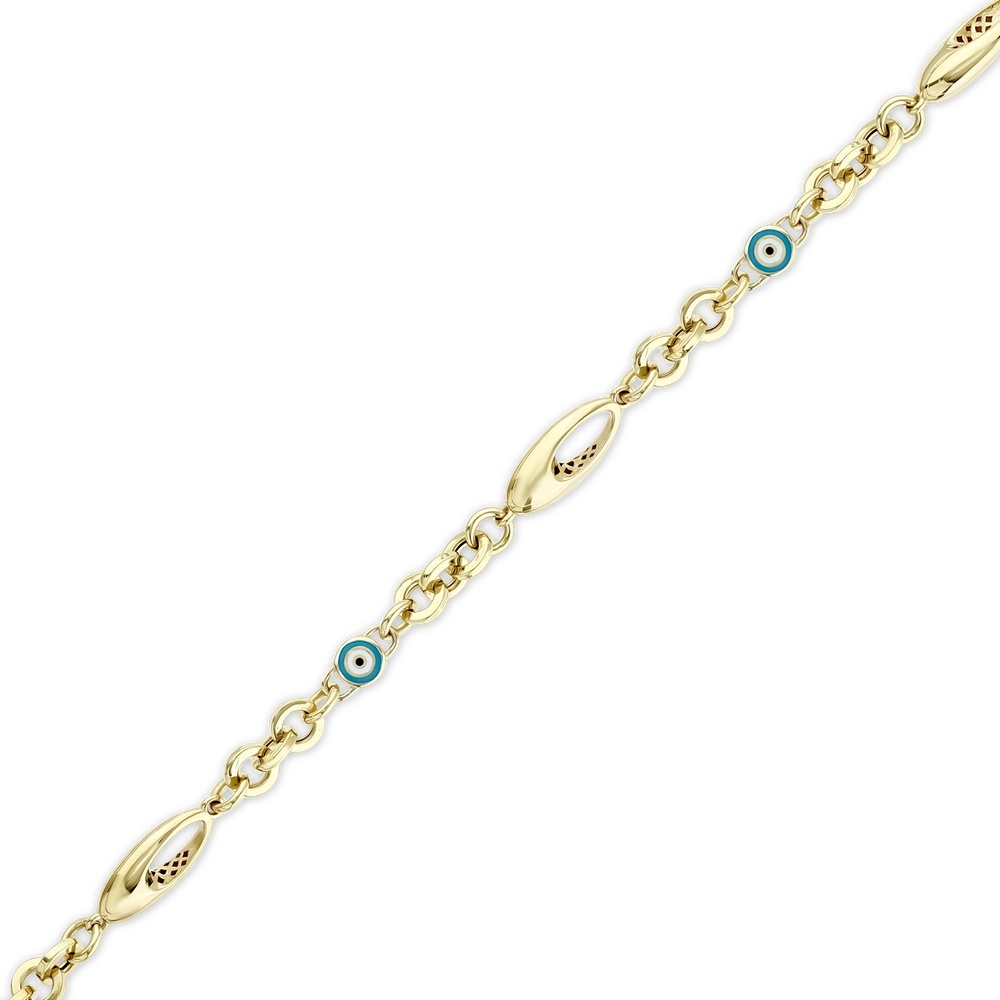 Altın Nazar Boncuklu Zincir Bileklik