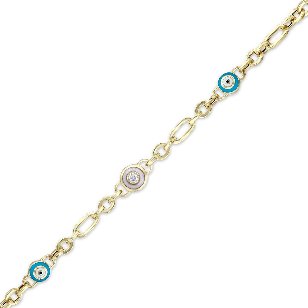 Altın Nazar Boncuklu Zincir Bileklik