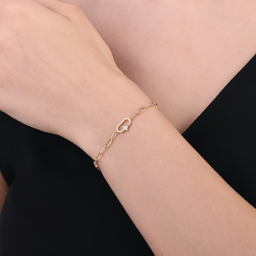 Altın Taşlı Zincir Bileklik