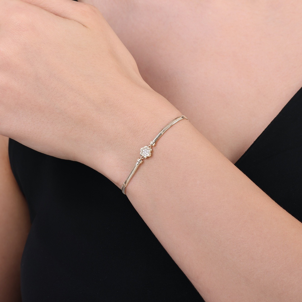 Altın Taşlı Çiçek Bileklik