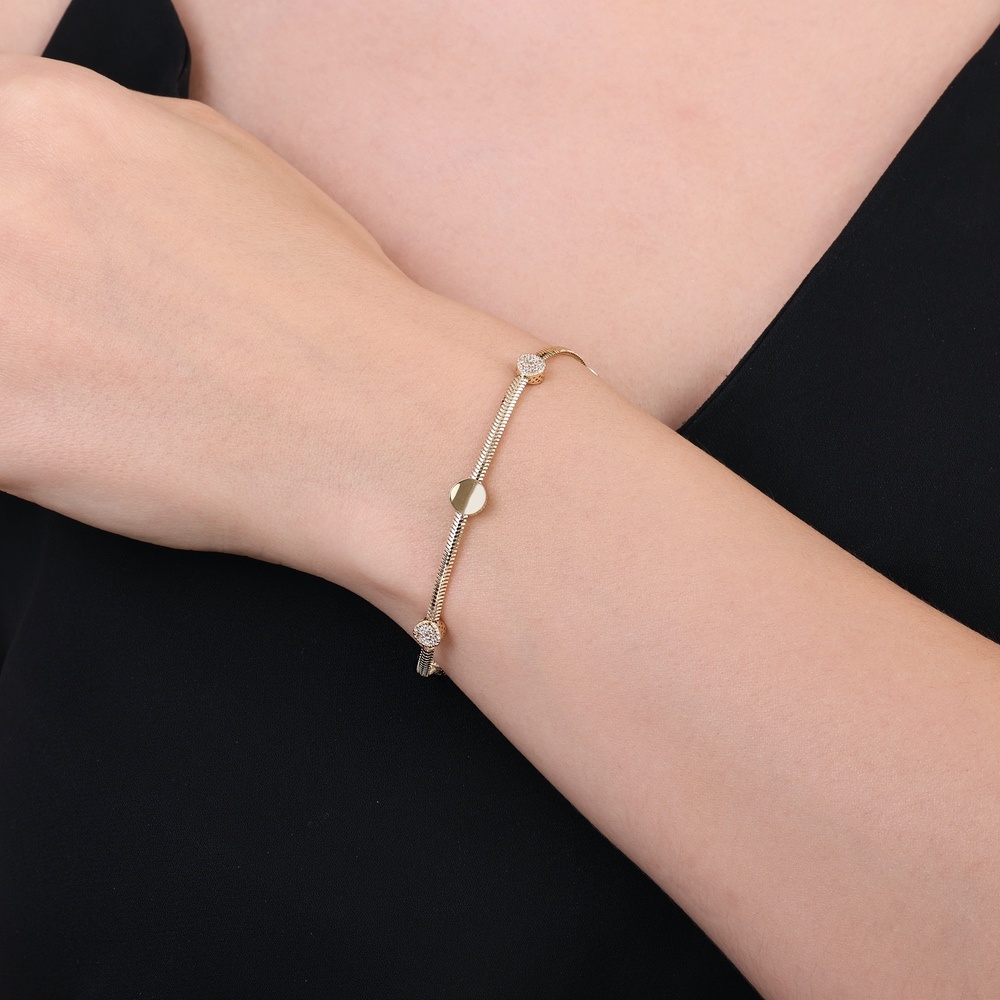 Altın Taşlı Zincir Bileklik