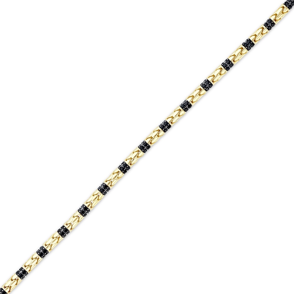 Altın Siyah Taşlı Erkek Bileklik