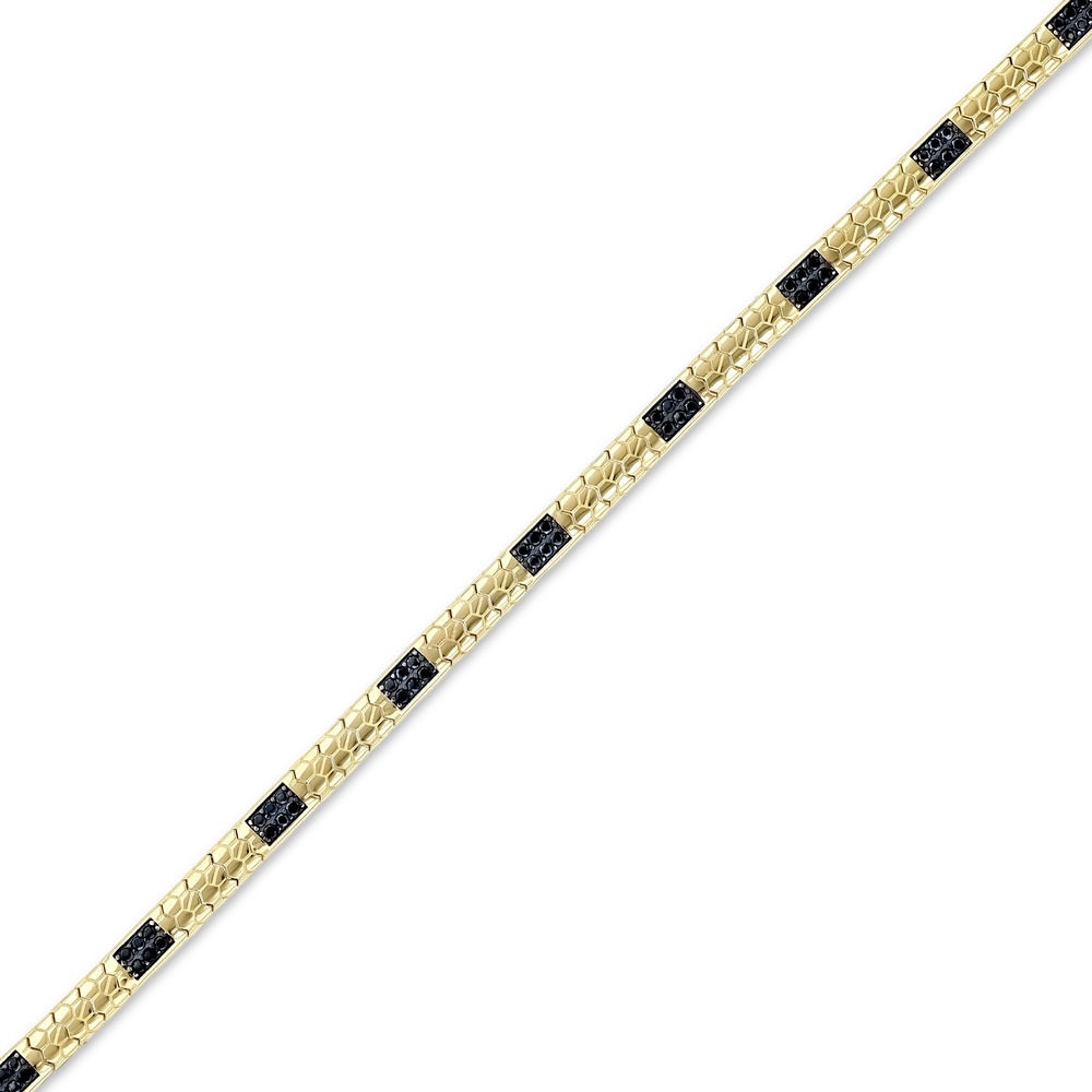 Altın Siyah Taşlı Erkek Bileklik