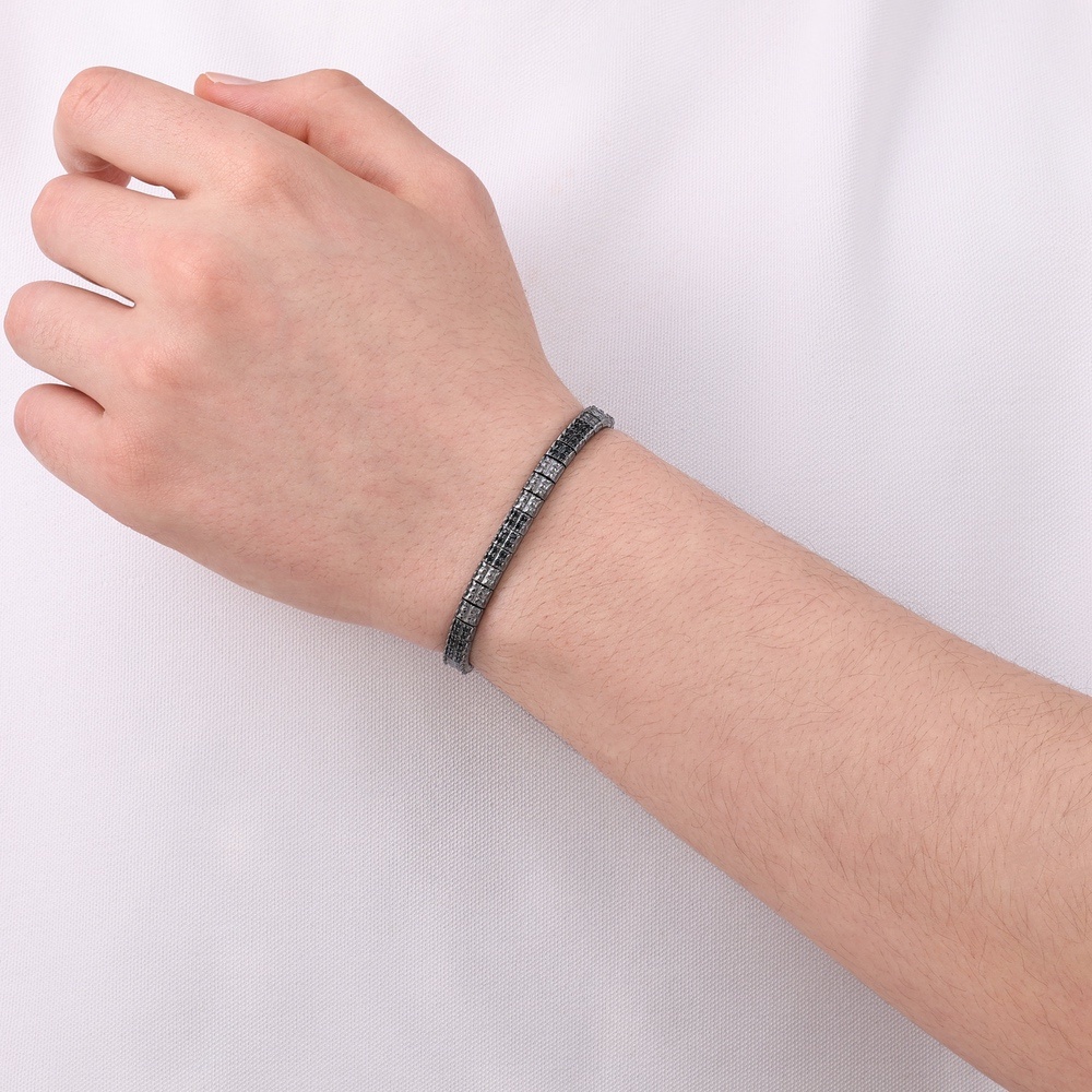 Altın Siyah Taşlı Erkek Bileklik