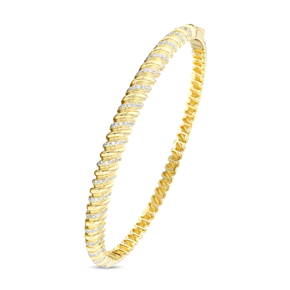 Taşlı Tasarım Altın Kelepçe