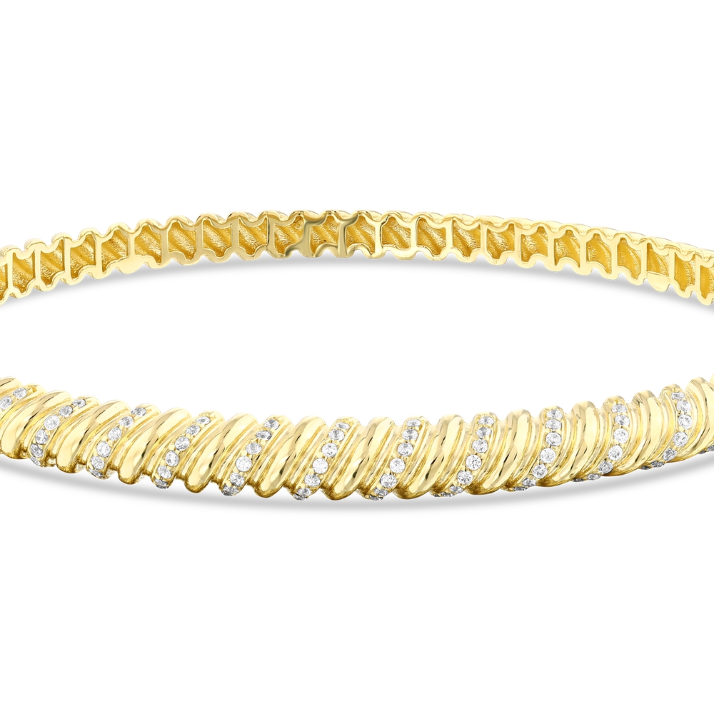 Taşlı Tasarım Altın Kelepçe