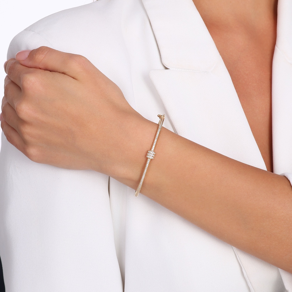 Altın Taşlı Tasarım Kelepçe