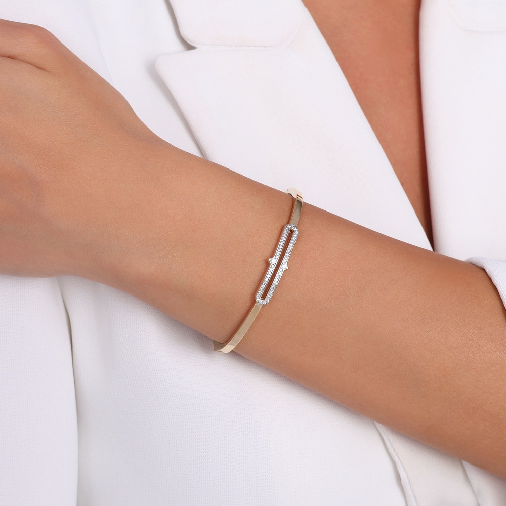 Altın Taşlı Tasarım Kelepçe