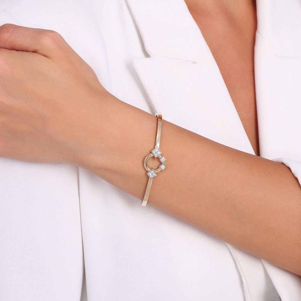 Altın Taşlı Tasarım Kelepçe