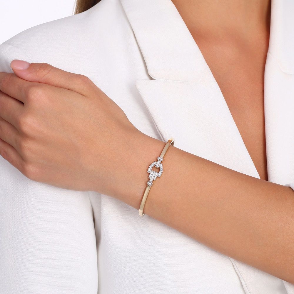 Altın Taşlı Tasarım Kelepçe