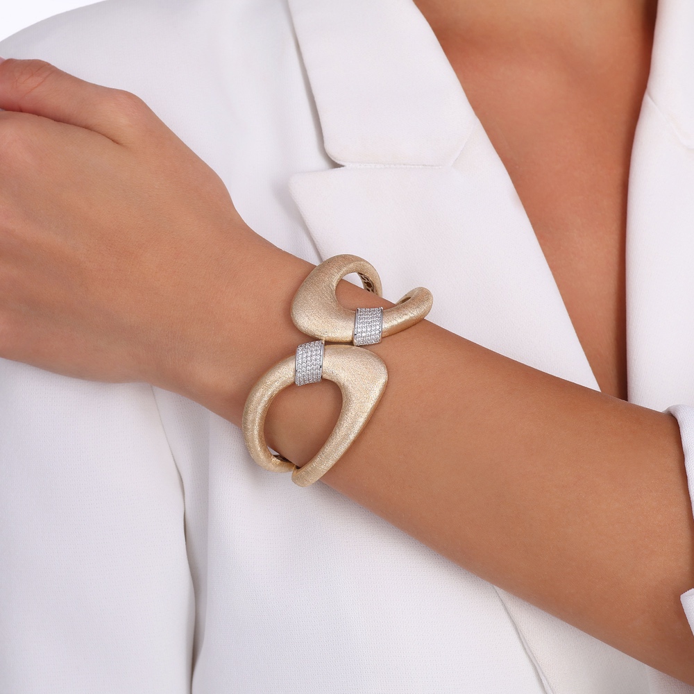 Altın Taşlı Tasarım Kelepçe