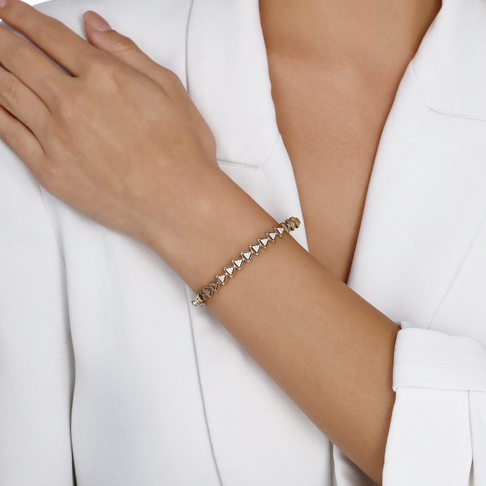 Altın Taşlı Tasarım Kelepçe