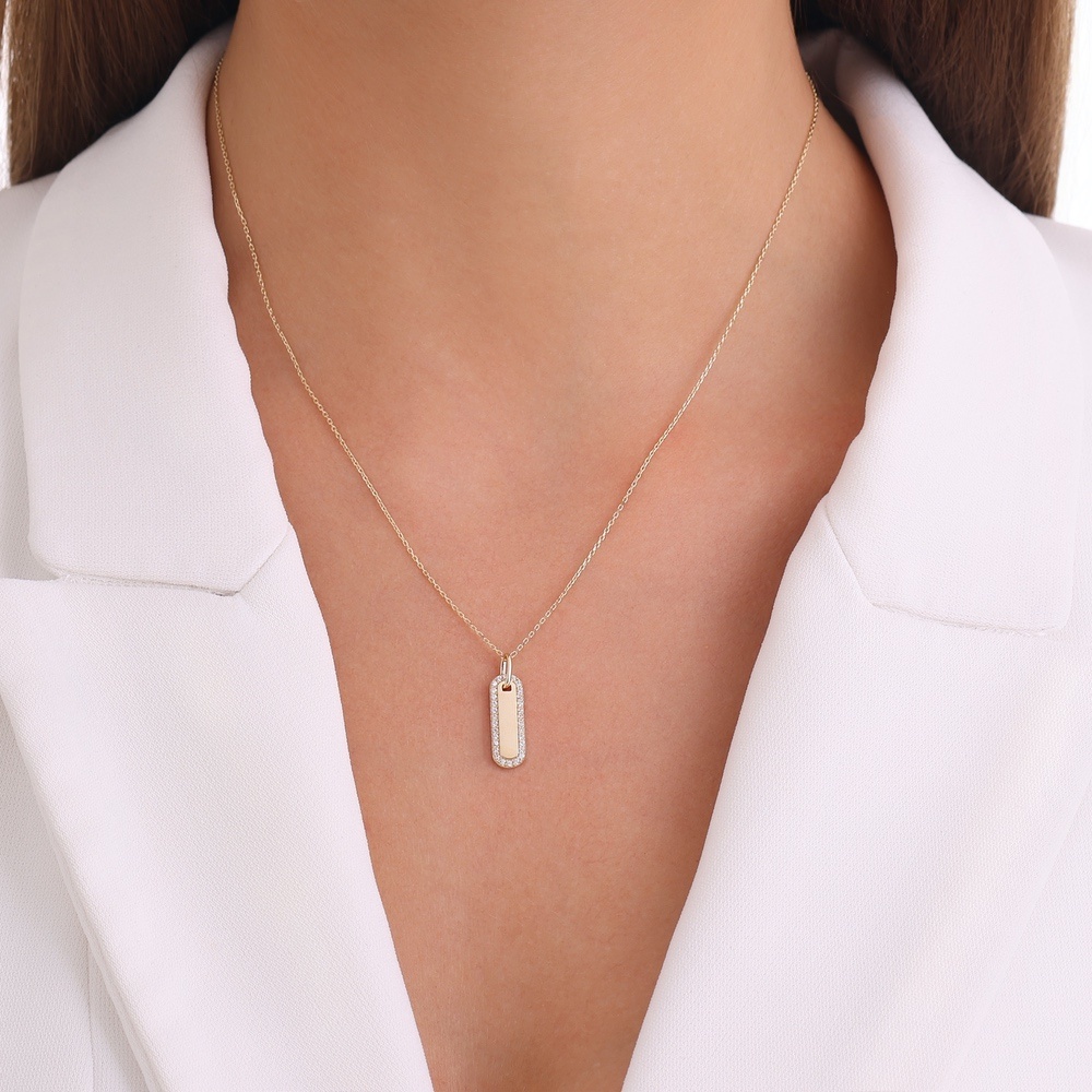 Altın Taşlı Tasarım Kolye