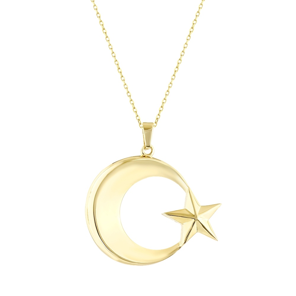 Altın Ay Yıldız Kolye