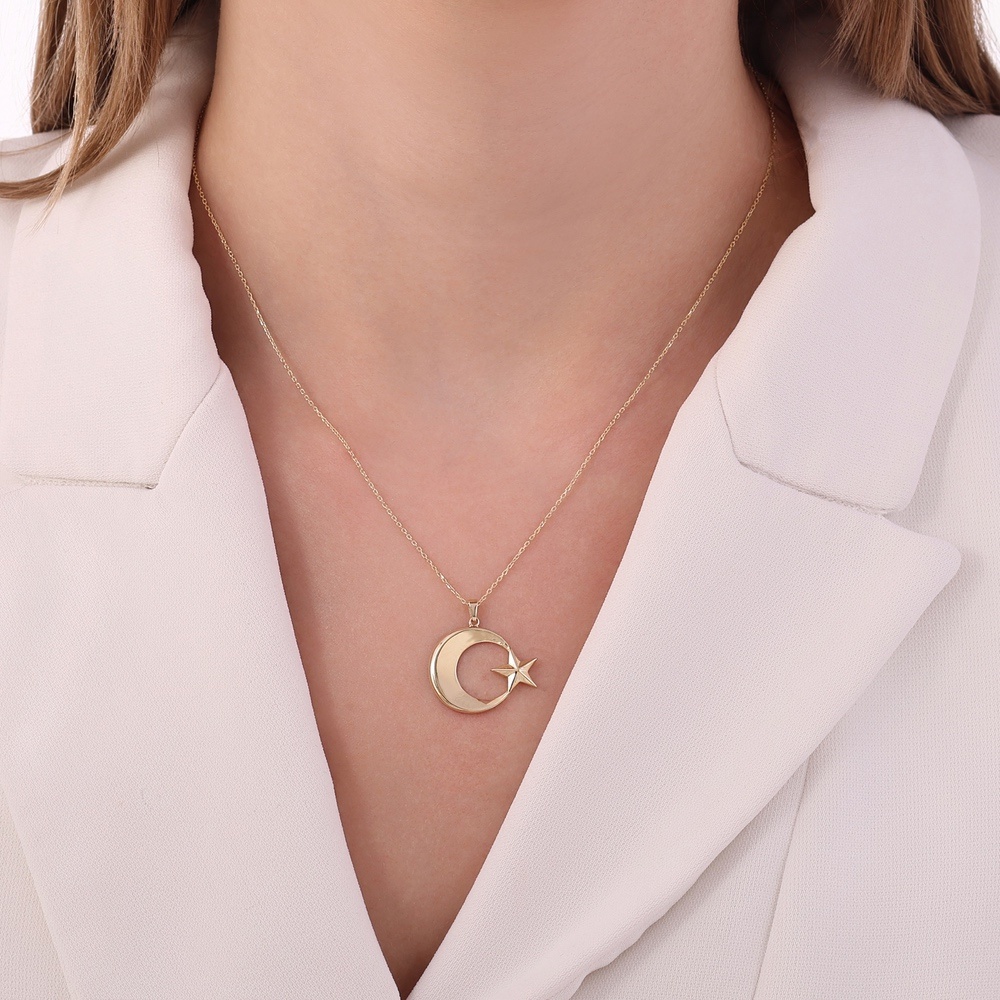 Altın Ay Yıldız Kolye