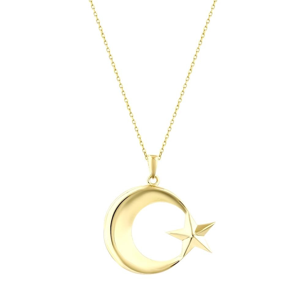 Altın Ay Yıldız Kolye