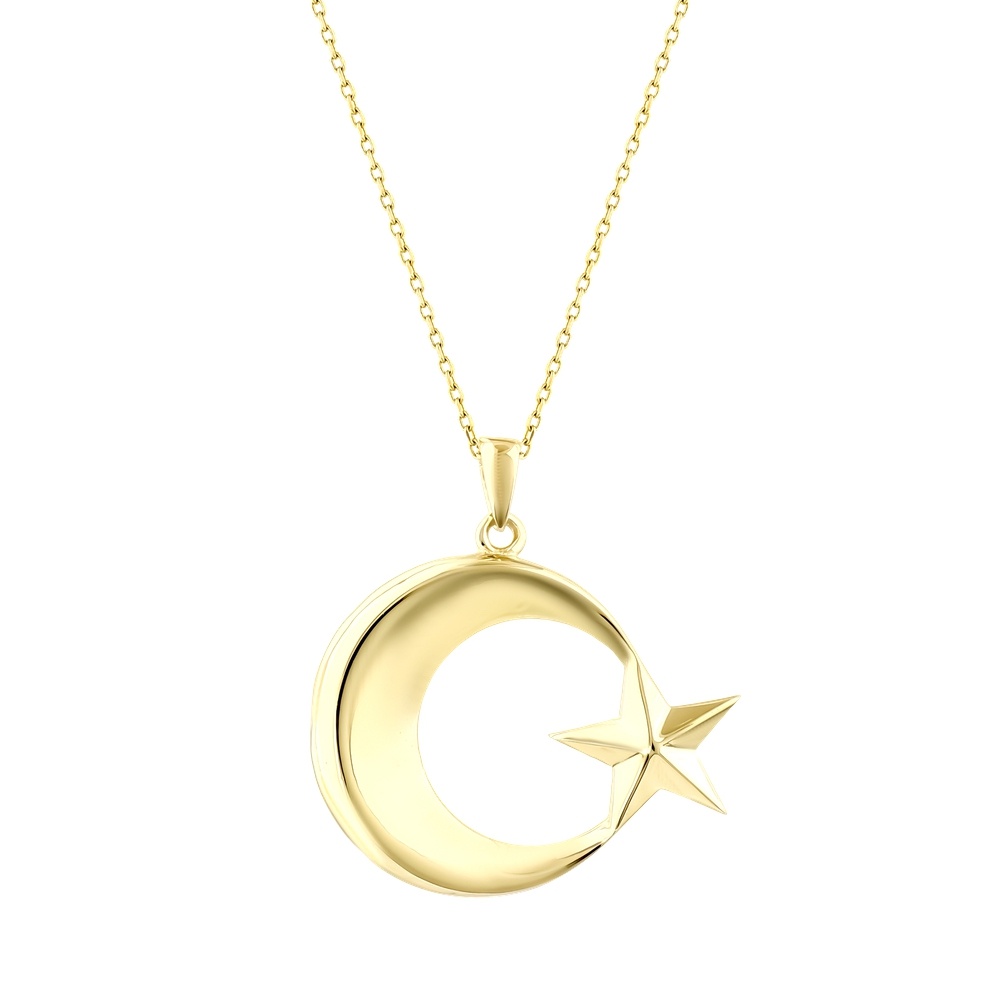 Altın Ay Yıldız Kolye