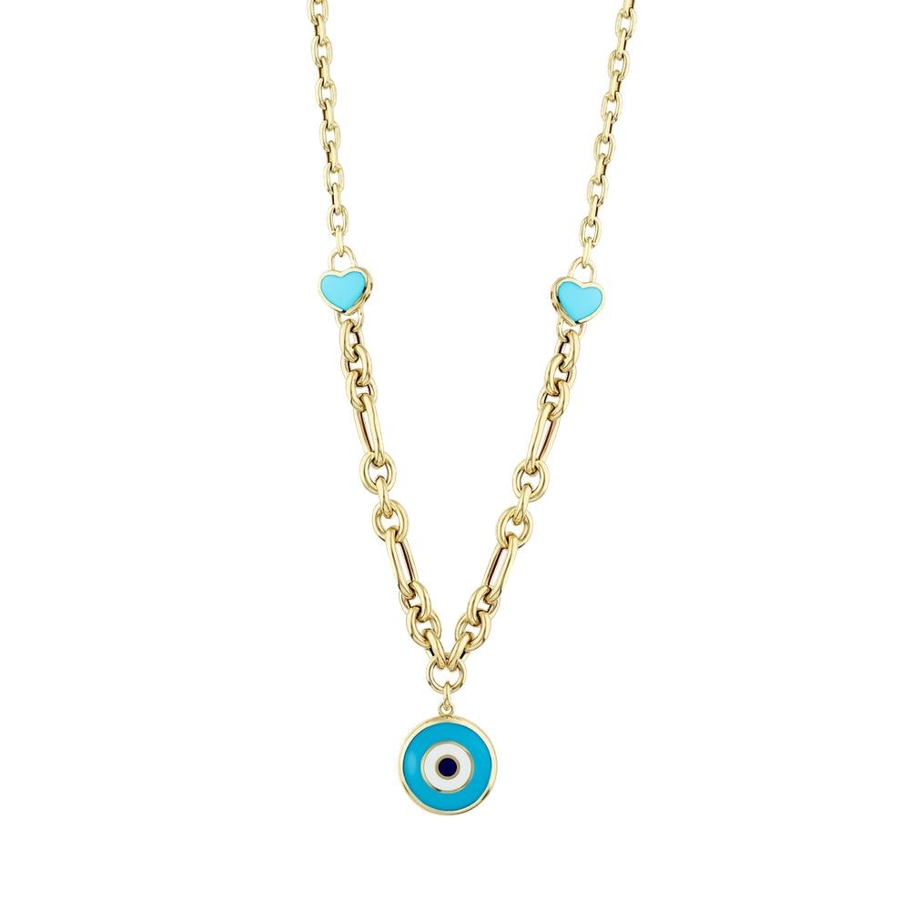 Altın Nazar Boncuklu Zincir Kolye