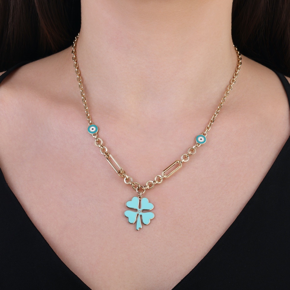 Altın Zincir Yonca Kolye