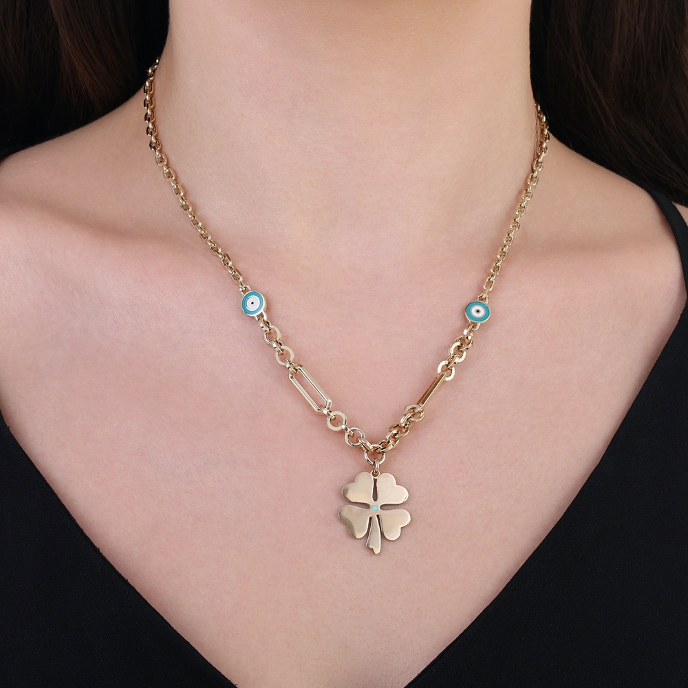 Altın Zincir Yonca Kolye