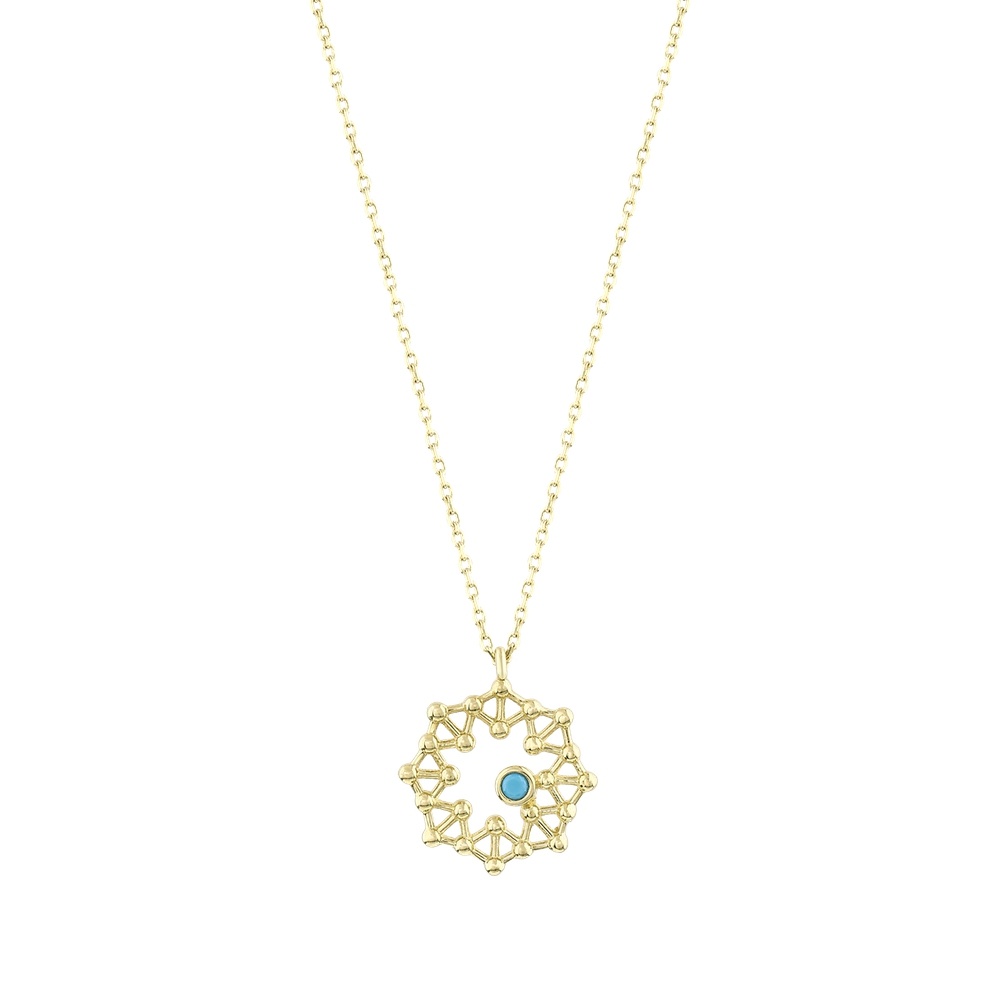 Mavi Taşlı Altın Tasarım Kolye
