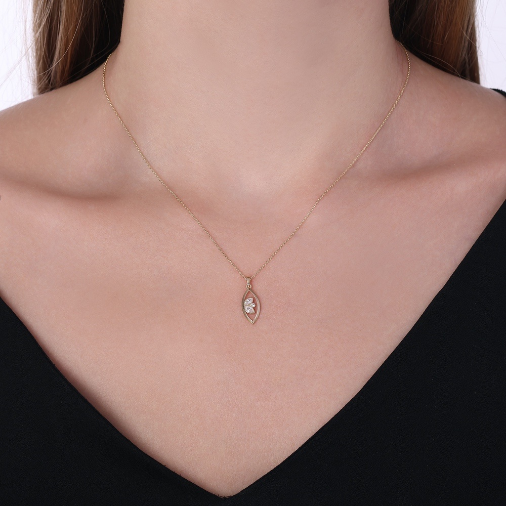 Altın Taşlı Tasarım Kolye