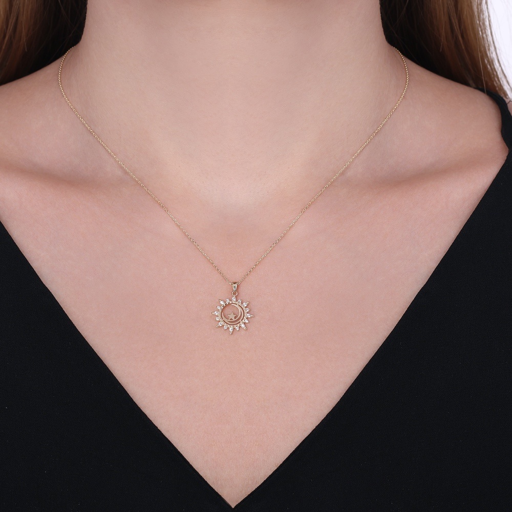 Altın Taşlı Yıldız Kolye