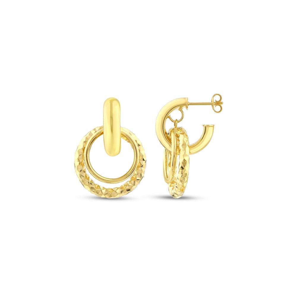 Altın Halka Detaylı Küpe