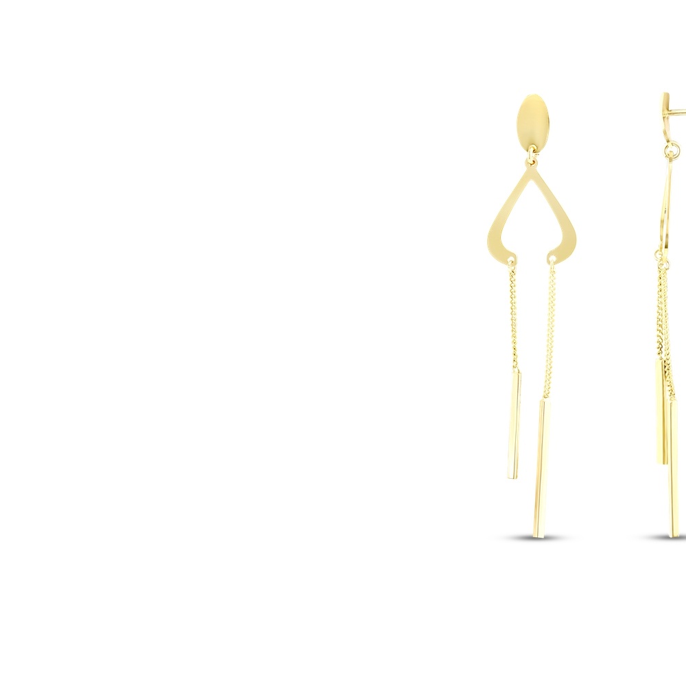 Altın Sallantılı Tasarım Küpe