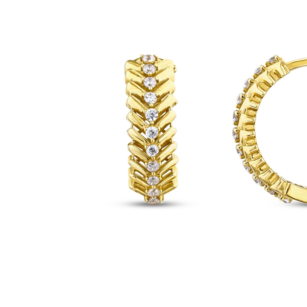 Altın Taşlı Halka Küpe